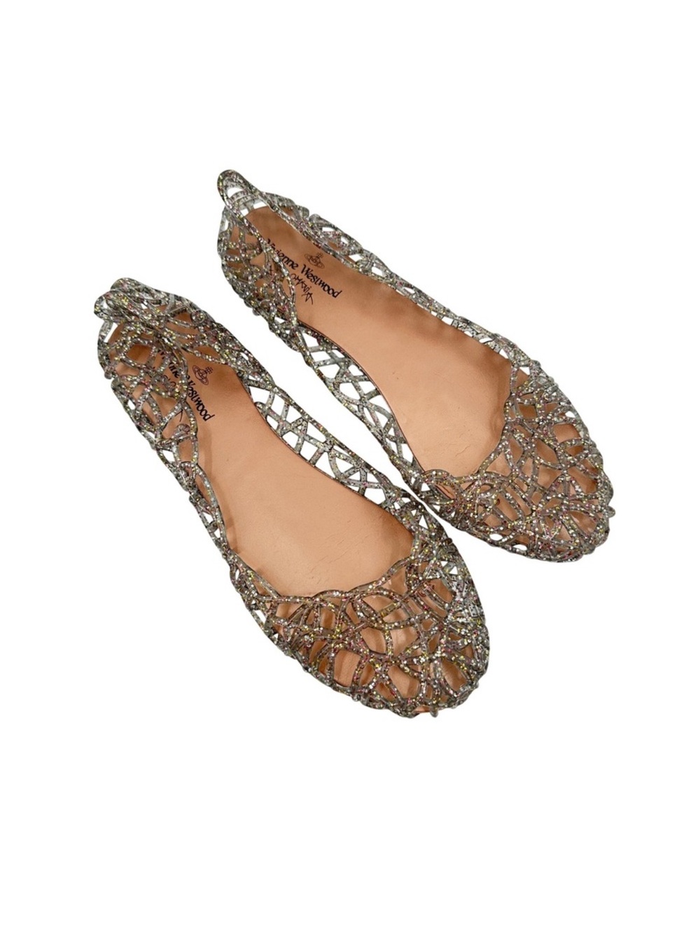 Vivienne Westwood ANGLOMANIA Melissa Silver Glitter Flats